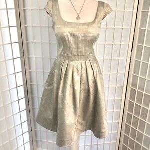 Kay Unger Shimmering Silver Cap Sleeve Dress